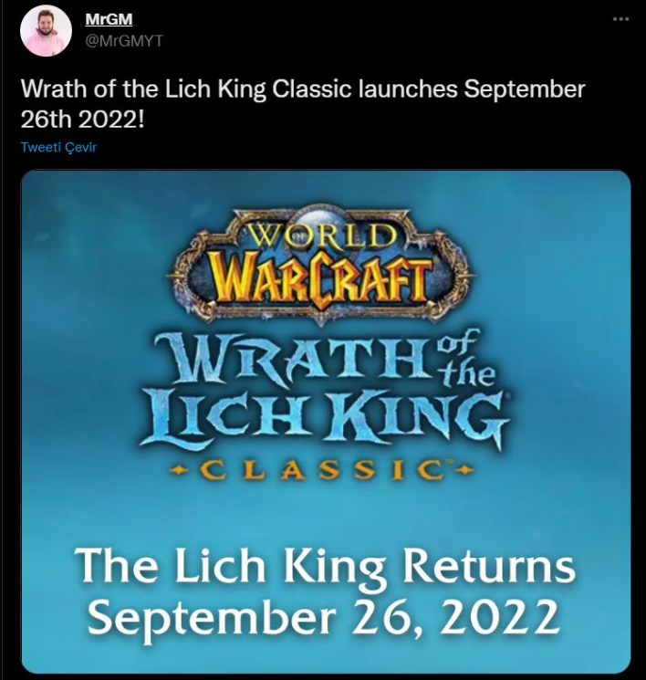 World of Warcraft Wrath of the Lich King Classic release date accidentally leaked