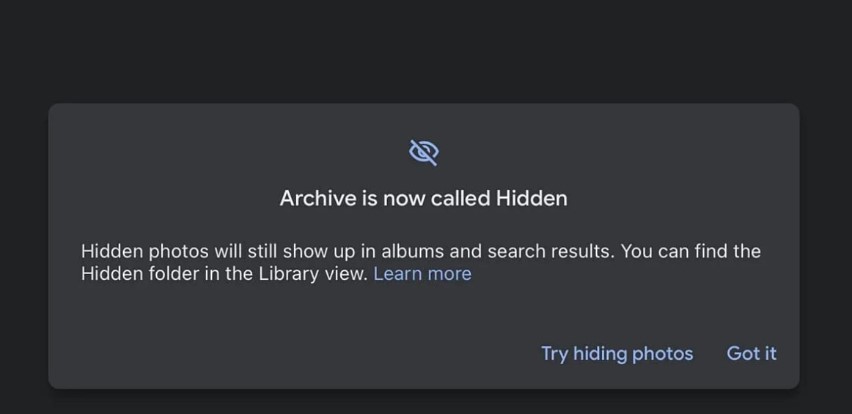 Renames Archive Feature in Google Photos